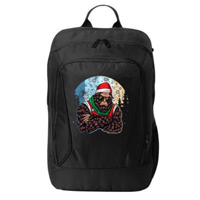 Cool Retro Christmas Big Foot Sasquatch Santa Claus City Backpack