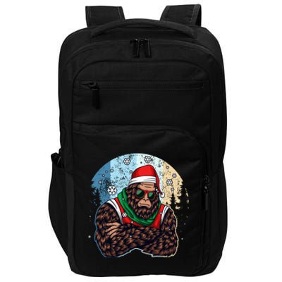 Cool Retro Christmas Big Foot Sasquatch Santa Claus Impact Tech Backpack