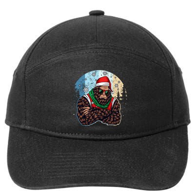 Cool Retro Christmas Big Foot Sasquatch Santa Claus 7-Panel Snapback Hat