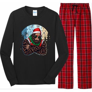 Cool Retro Christmas Big Foot Sasquatch Santa Claus Long Sleeve Pajama Set