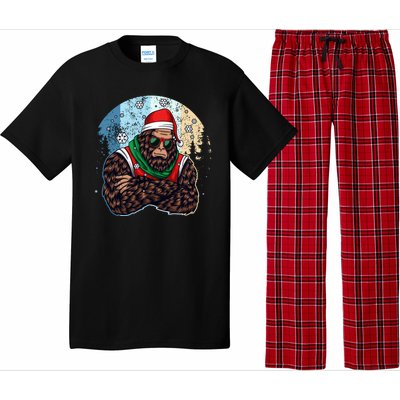 Cool Retro Christmas Big Foot Sasquatch Santa Claus Pajama Set