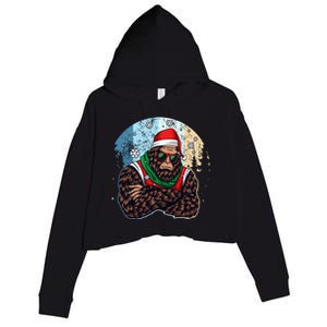 Cool Retro Christmas Big Foot Sasquatch Santa Claus Crop Fleece Hoodie