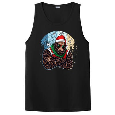 Cool Retro Christmas Big Foot Sasquatch Santa Claus PosiCharge Competitor Tank