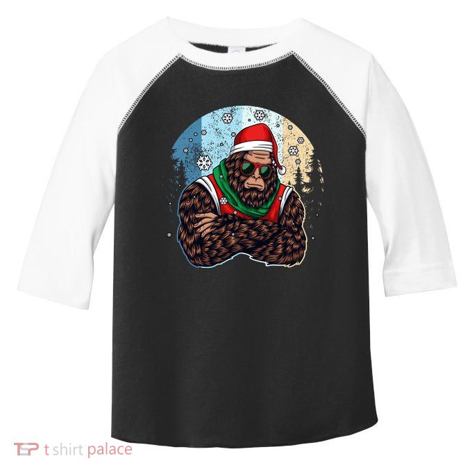 Cool Retro Christmas Big Foot Sasquatch Santa Claus Toddler Fine Jersey T-Shirt