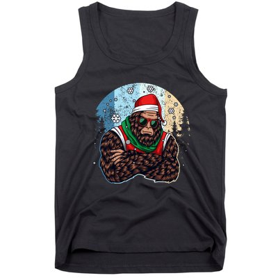 Cool Retro Christmas Big Foot Sasquatch Santa Claus Tank Top