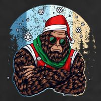 Cool Retro Christmas Big Foot Sasquatch Santa Claus Golf Towel