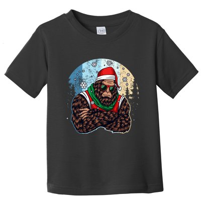Cool Retro Christmas Big Foot Sasquatch Santa Claus Toddler T-Shirt