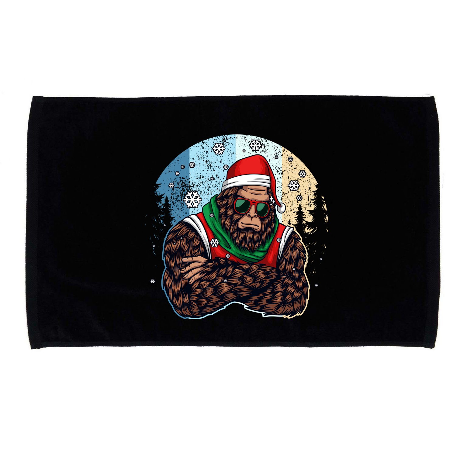 Cool Retro Christmas Big Foot Sasquatch Santa Claus Microfiber Hand Towel