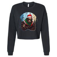 Cool Retro Christmas Big Foot Sasquatch Santa Claus Cropped Pullover Crew