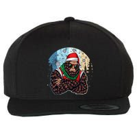 Cool Retro Christmas Big Foot Sasquatch Santa Claus Wool Snapback Cap