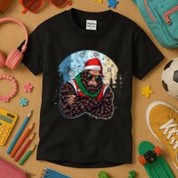 Cool Retro Christmas Big Foot Sasquatch Santa Claus Kids T-Shirt