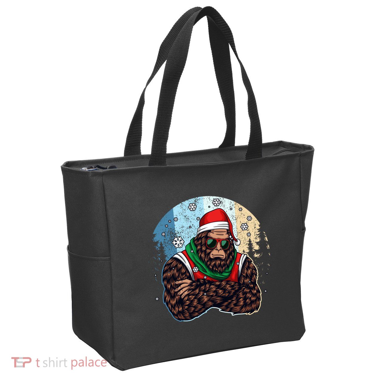 Cool Retro Christmas Big Foot Sasquatch Santa Claus Zip Tote Bag
