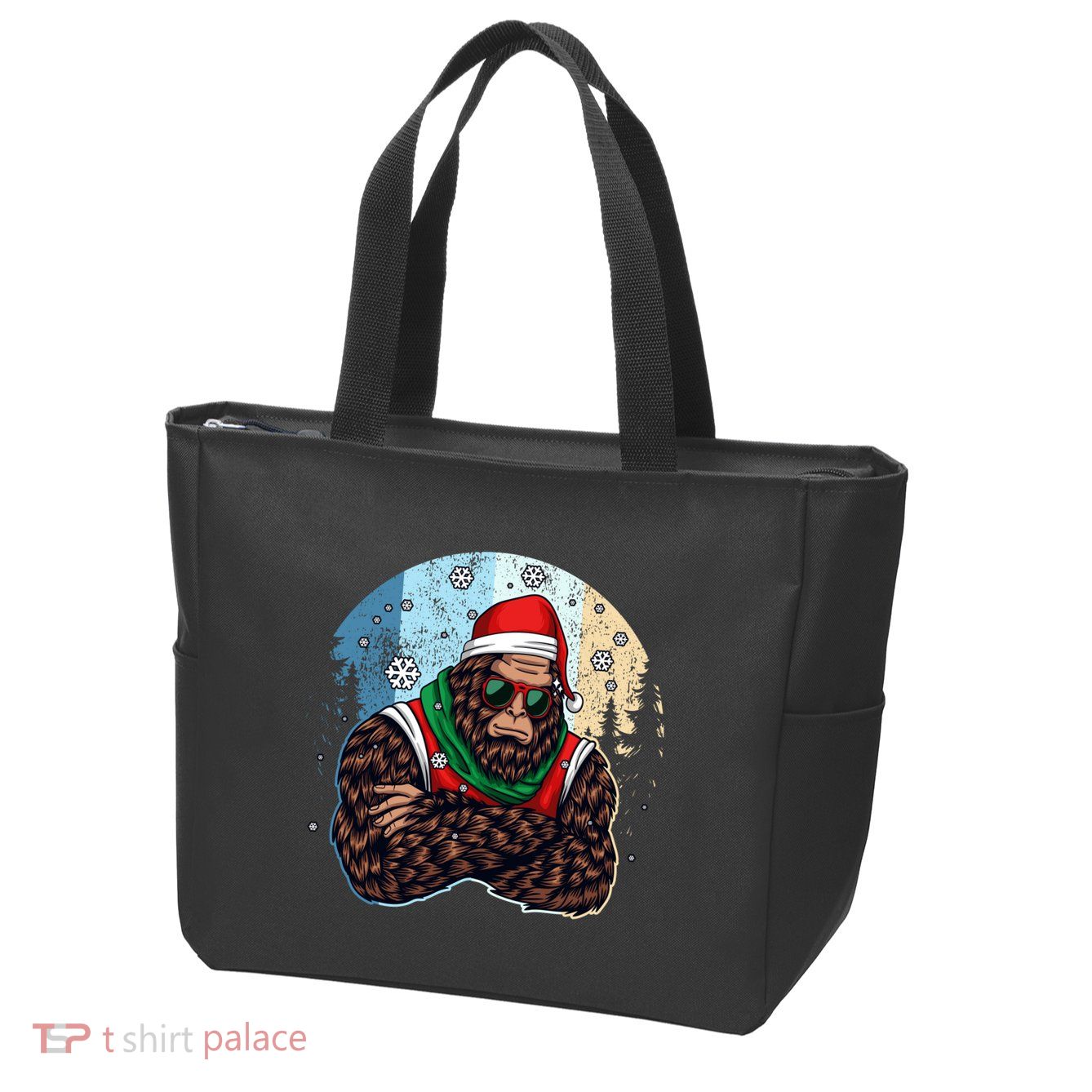 Cool Retro Christmas Big Foot Sasquatch Santa Claus Zip Tote Bag