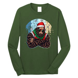 Cool Retro Christmas Big Foot Sasquatch Santa Claus Long Sleeve Shirt