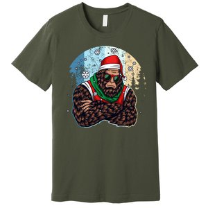 Cool Retro Christmas Big Foot Sasquatch Santa Claus Premium T-Shirt