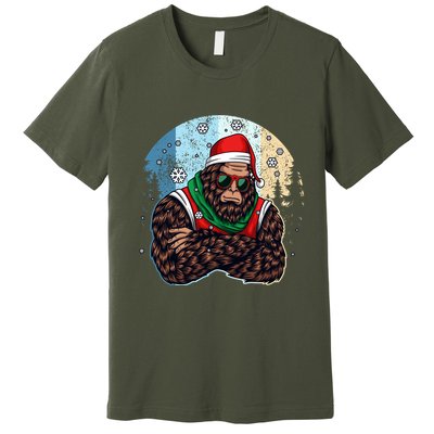 Cool Retro Christmas Big Foot Sasquatch Santa Claus Premium T-Shirt
