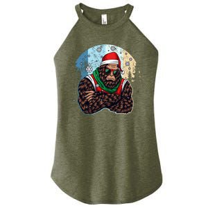 Cool Retro Christmas Big Foot Sasquatch Santa Claus Women's Perfect Tri Rocker Tank