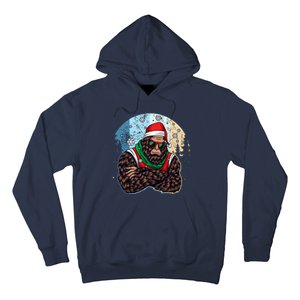 Cool Retro Christmas Big Foot Sasquatch Santa Claus Hoodie