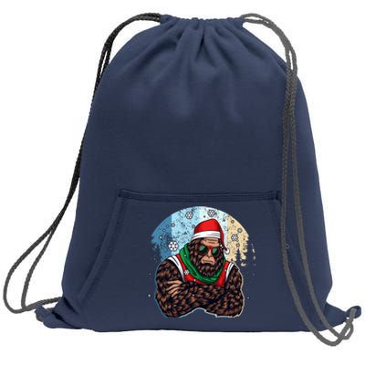 Cool Retro Christmas Big Foot Sasquatch Santa Claus Sweatshirt Cinch Pack Bag