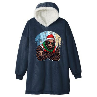 Cool Retro Christmas Big Foot Sasquatch Santa Claus Hooded Wearable Blanket