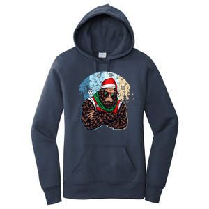 Cool Retro Christmas Big Foot Sasquatch Santa Claus Women's Pullover Hoodie