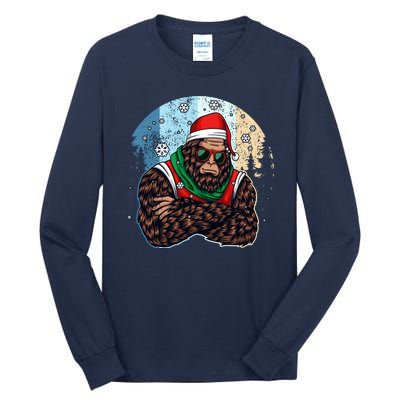 Cool Retro Christmas Big Foot Sasquatch Santa Claus Tall Long Sleeve T-Shirt