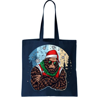 Cool Retro Christmas Big Foot Sasquatch Santa Claus Tote Bag