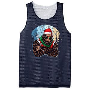 Cool Retro Christmas Big Foot Sasquatch Santa Claus Mesh Reversible Basketball Jersey Tank