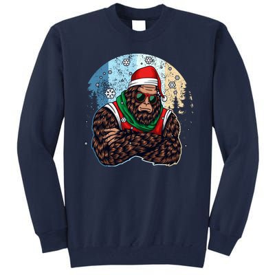 Cool Retro Christmas Big Foot Sasquatch Santa Claus Tall Sweatshirt