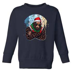 Cool Retro Christmas Big Foot Sasquatch Santa Claus Toddler Sweatshirt