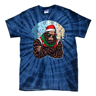 Cool Retro Christmas Big Foot Sasquatch Santa Claus Tie-Dye T-Shirt