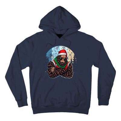 Cool Retro Christmas Big Foot Sasquatch Santa Claus Tall Hoodie