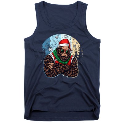 Cool Retro Christmas Big Foot Sasquatch Santa Claus Tank Top