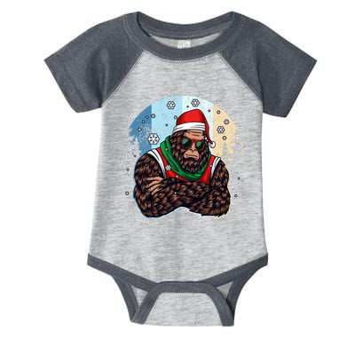 Cool Retro Christmas Big Foot Sasquatch Santa Claus Infant Baby Jersey Bodysuit
