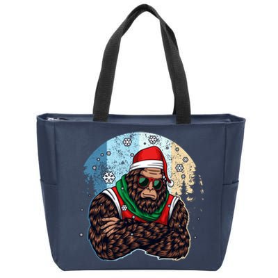 Cool Retro Christmas Big Foot Sasquatch Santa Claus Zip Tote Bag