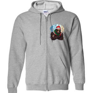 Cool Retro Christmas Big Foot Sasquatch Santa Claus Full Zip Hoodie