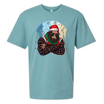 Cool Retro Christmas Big Foot Sasquatch Santa Claus Sueded Cloud Jersey T-Shirt