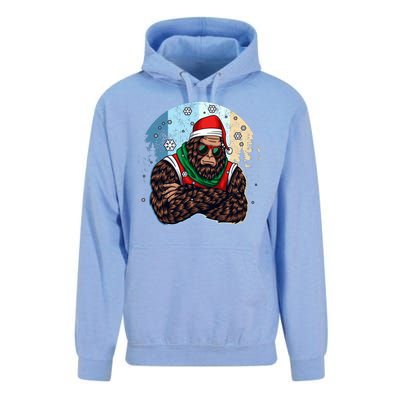 Cool Retro Christmas Big Foot Sasquatch Santa Claus Unisex Surf Hoodie