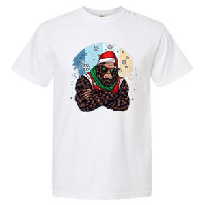 Cool Retro Christmas Big Foot Sasquatch Santa Claus Garment-Dyed Heavyweight T-Shirt