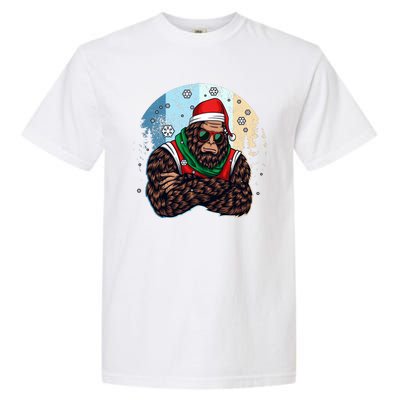 Cool Retro Christmas Big Foot Sasquatch Santa Claus Garment-Dyed Heavyweight T-Shirt