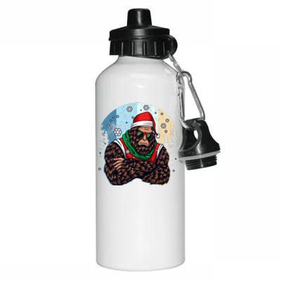 Cool Retro Christmas Big Foot Sasquatch Santa Claus Aluminum Water Bottle