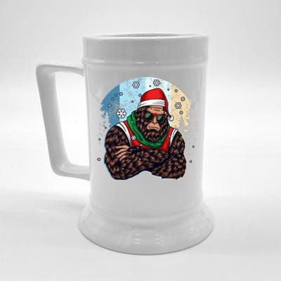 Cool Retro Christmas Big Foot Sasquatch Santa Claus Beer Stein