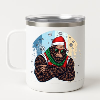 Cool Retro Christmas Big Foot Sasquatch Santa Claus 12 oz Stainless Steel Tumbler Cup