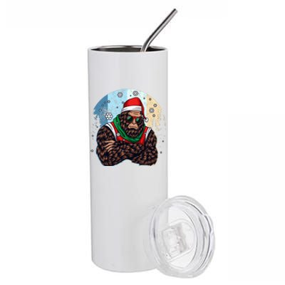 Cool Retro Christmas Big Foot Sasquatch Santa Claus Stainless Steel Tumbler