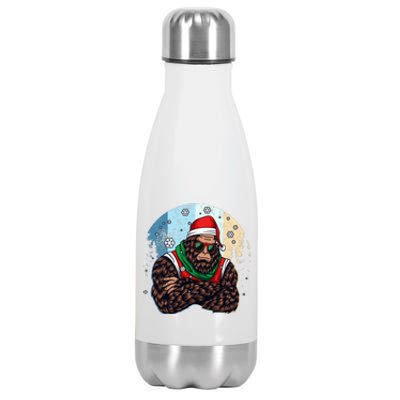 Cool Retro Christmas Big Foot Sasquatch Santa Claus Stainless Steel Insulated Water Bottle