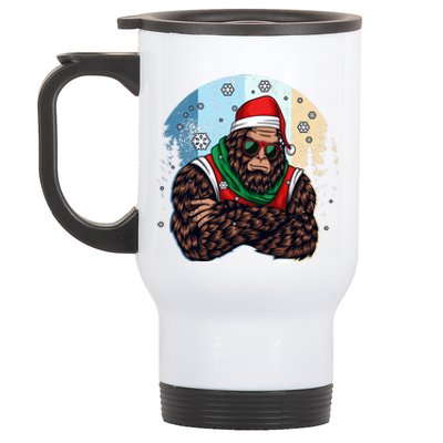 Cool Retro Christmas Big Foot Sasquatch Santa Claus Stainless Steel Travel Mug