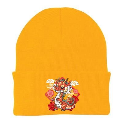 Cute Red Chinese New Year Of The Dragon 2024 Lunar Zodiac Knit Cap Winter Beanie