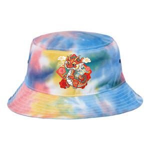 Cute Red Chinese New Year Of The Dragon 2024 Lunar Zodiac Tie Dye Newport Bucket Hat