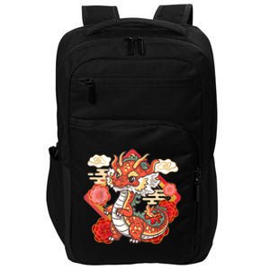 Cute Red Chinese New Year Of The Dragon 2024 Lunar Zodiac Impact Tech Backpack