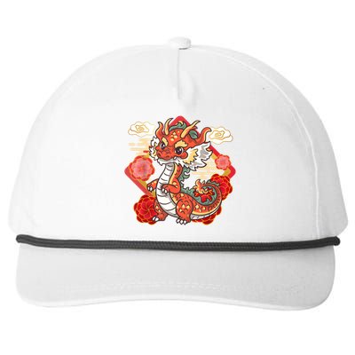 Cute Red Chinese New Year Of The Dragon 2024 Lunar Zodiac Snapback Five-Panel Rope Hat